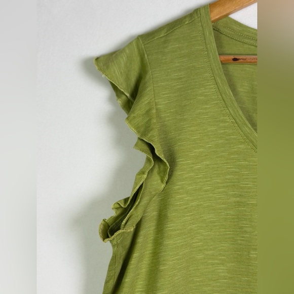 Toad&Co Women’s Green Organic Cotton Tencel Ruffle Sleeve Top Size L - Picture 6 of 8